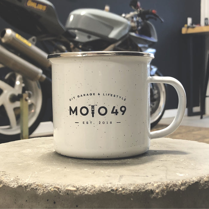 Enamel Steel Moto 49 Camping Mug